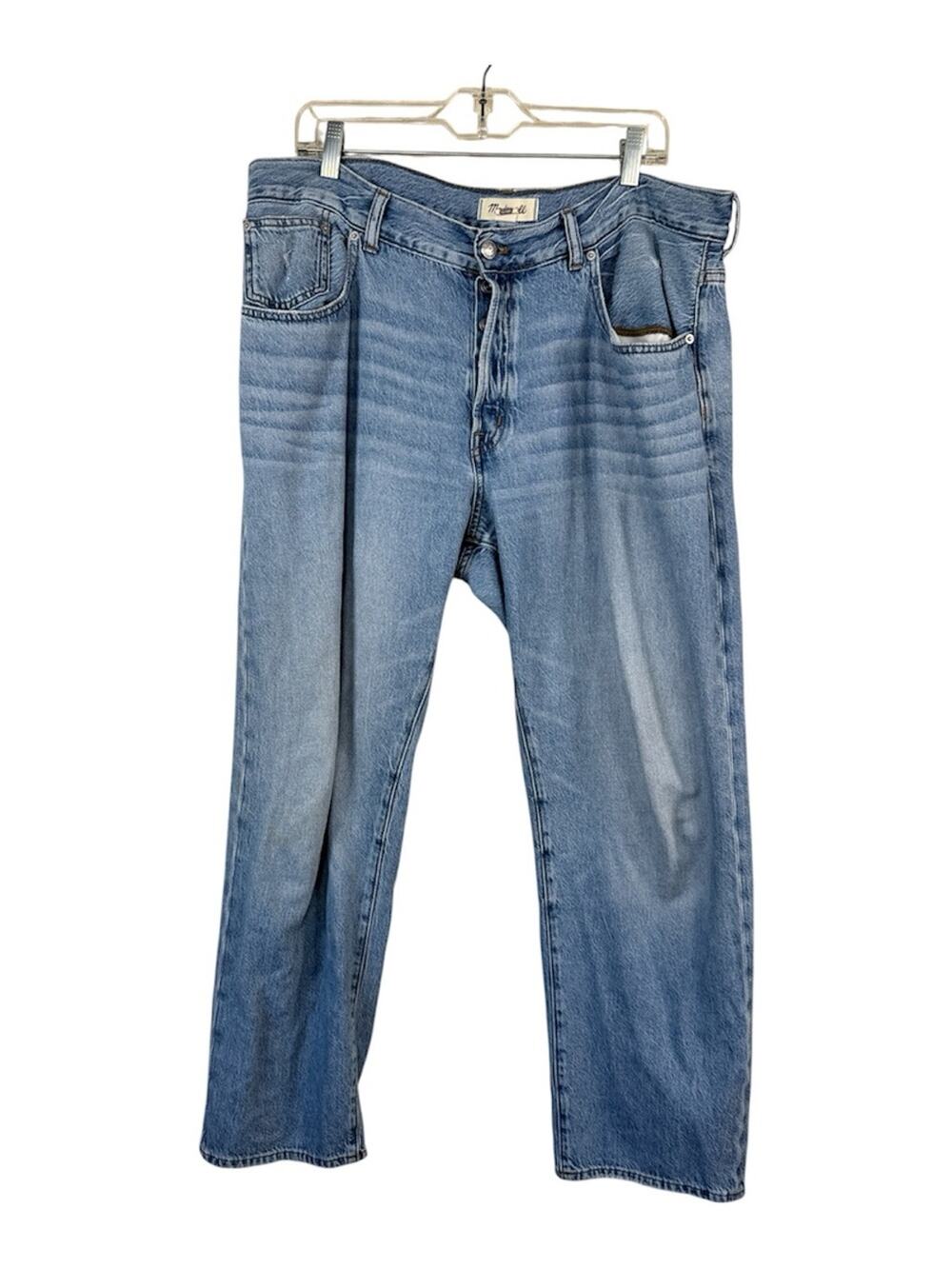 Madewell Blue The Dean Easy Straight Jeans Womens 32 Casual Button Fly Denim
